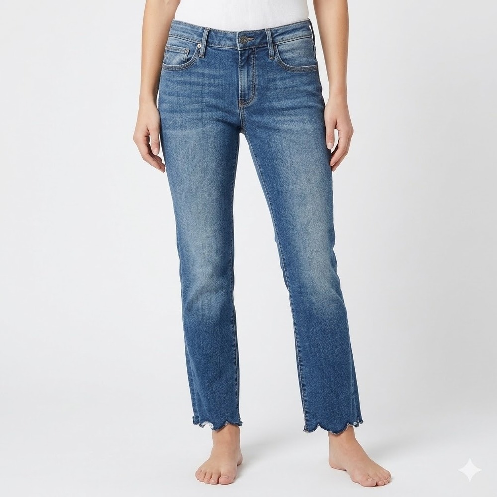 Driftwood Raw Scalloped Hem Mid-Wash Candace Jeans Women 26x25 Faded‎ Pre-Owned